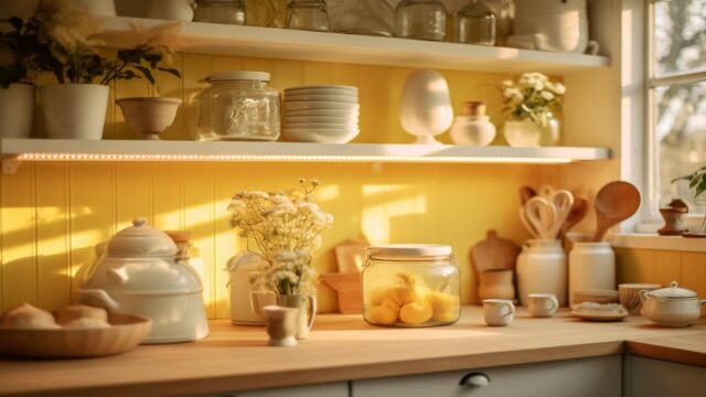 otvorene police u kuhinji