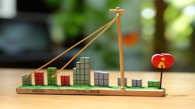 Slikoviti prikaz kako inflacija povećava vrijednost nekretnine slika kartonskih kućica i dijagrama